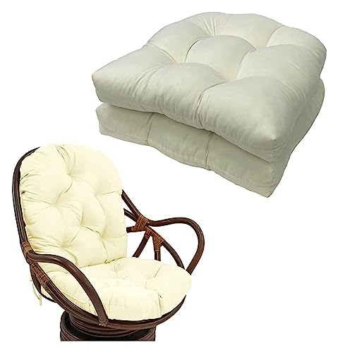 ROUYA Juego De 2 Cojines De Asiento para Sillones De Interior Y Exterior， 48x48m Cojín con Respaldo para Sillas De Terraza. Cojín De Silla Mecedora para Jardín, Cojines Acolchados(Blanc)