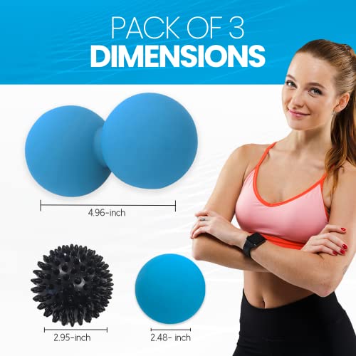 Calculated Fitness-Peanut Massage Ball Set 3 Pack Muscle Ball With Carry Bag - Double Lacrosse Ball, Smooth Ball, Spiky Ball For Trigger Point, Myofascial Release - Massager Balls For Neck, Back, Leg #TOP1