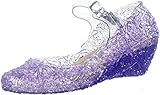  GenialES Disfraz Sandalias de Vestido con Tacón Plástico Princesa Queen Balnco para Cumpleaños Carnaval Fiesta Cosplay Halloween Niña EU32/195