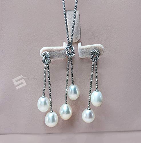 Real Pearls And Silver Jewelry Set, Flawless Freshwater Cultured Pearl In Sterling Silver Set, Pearl Jewlery Set, Bridal Jewelry Set