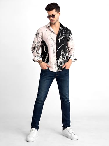 Image of Pinkmint Men Printed Cambric Cotton Shirt |Stylish Designer| Lightweight Summer Wear| Regular Fit Shirt for Men (Available in Plus Size)