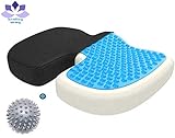 Healing way - Cojín ortopédico de gel con memoria de forma eficaz para aliviar el dolor de espalda y coccyx – Cómodo, corrige el asiento, para oficina, silla de ruedas y pelota de masaje