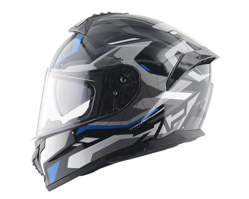 Image of Vega Zap Volt D /V Full Face Riding Helmet with Dual Visor, Shock Absorbing Liner, Comfortable Interior, Lightweight Shell, Aerodynamic Design, and Modern Black Blue Styling Black Blue-XL
