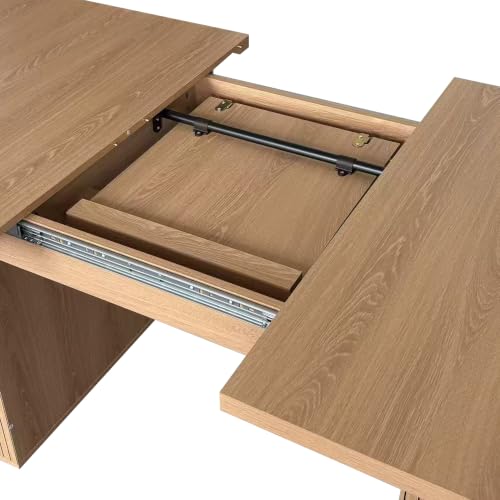 Image of Extendable Dining Table with Hidden Butterfly Leaf & Fluted Storage Legs