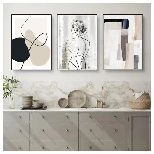 Herfair Bilder Wohnzimmer 3er Set Abstrakt Line Geometrie Wandbilder Poster Schlafzimmer Einfachheit Kunstposter Leinwandbilder Ohne Rahmen (30 x 40 cm)