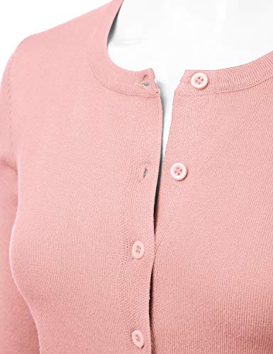 Lalabee Women'S Crewneck Long Sleeve Button Down Knit Cardigan Sweater Dustypink M thumb #3
