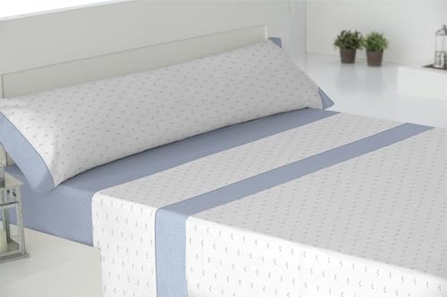 Cisne Rojo Juego Sábanas Poliéster Algodón para Cama 135 cm. Color Celeste. Modelo Dalia. (200059-135-C)