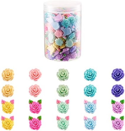 Craftdady 50Pcs Resin Sunflower Flatback Cabochons 15mm Orange Helianthus Floral Decor Slime Charms Beads for Wedding Party Home Craft Decor Scrapbooks Embellishment