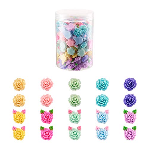 Pandahall 200Pcs Resin Rose Flower Flatback Cabochons Embellishments 5 Colors 19Mm Tiny Undrilled Floral Cameo Charms Beads For Phone Case Scrapbook Jewelry Making Weding Decoration #TOP19