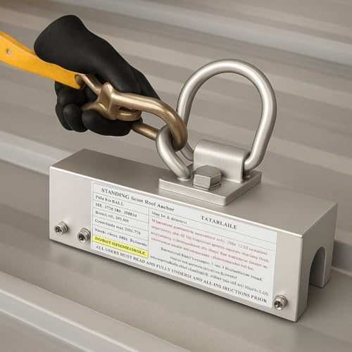 Image of Roof Anchors for Fall Protection, No Drill Roof Anchor, OSHA /ANSI Compliant Roof Safety Anchor, Lightweight Permanent fall protection anchor, Standing Seam Roofing Tools with 360 Swivel