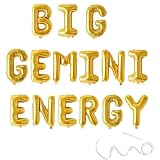 Big Gemini Energy Banner,Happy Birthday Gemini Balloon Banner,12 Constellation Zodiac Theme Birthday Party Decorations Supplies,Gold
