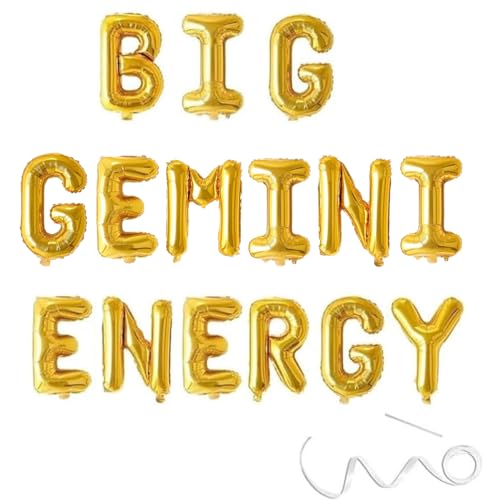 Big Gemini Energy Banner,Happy Birthday Gemini Balloon Banner,12 Constellation Zodiac Theme Birthday Party Decorations Supplies,Gold