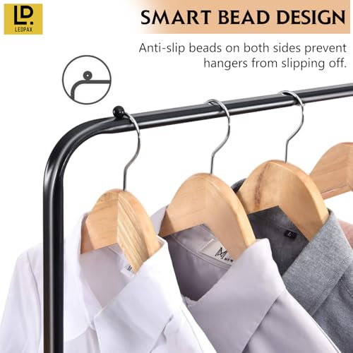 Image of LEOPAX Premium Metal Garment Rack, Coat Rack, Clothes Stand, Closet Organizers and Storage with Single Layer Shelf for Storing Clothes, Shoes, Bags - Black - 135 x 28 x 154cm