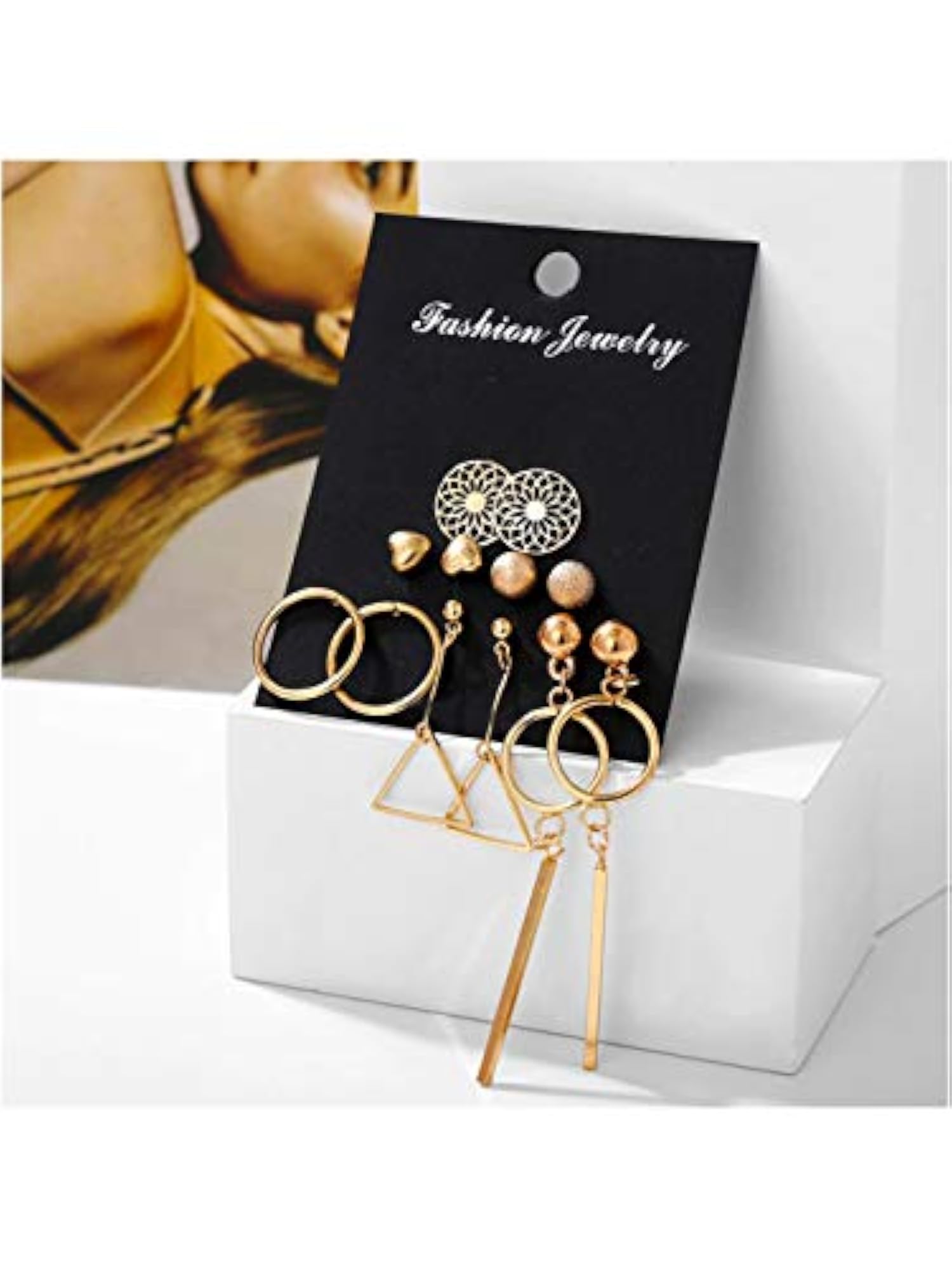 Heart Round Designs 6 Pair Earrings Set