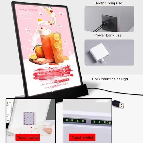 Cadre d'affichage de menu rétroéclairé tactile pour comptoir - 4