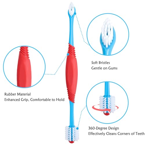 STSAIL 2PCS Dog Toothbrush 360 Degree Dog Tooth Brush, Dual Head Dog Tooth Brushing Kit Non Slip Toothbrush for Dogs and Cat Teeth Clean Pet Toothbrush Dental Care - Thumbnail 4