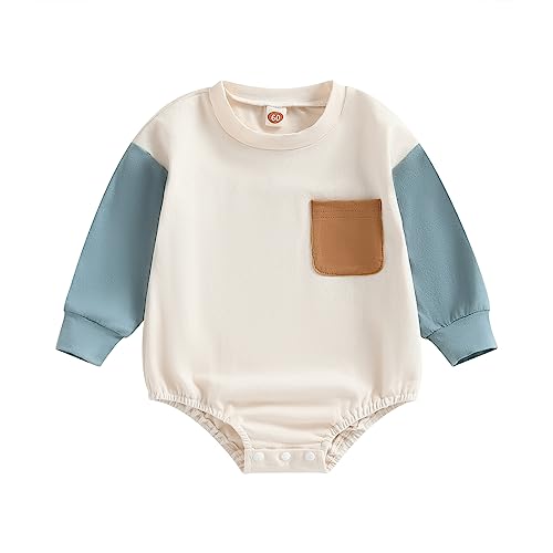Image of LIOMENGZI Infant Baby Boys Summer Romper Onesie Outfits Color Block Short/Long Clothes Cute Jumpsuits Casual Bodysuits