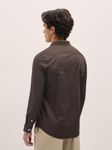 Image of THE BEAR HOUSE Men's Blue Tailored Fit Full Sleeve Cotton Printed Shirt