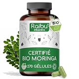 Moringa Bio 270 Gélules - 2400 mg de Moringa Oleifera Bio - Superfood : Riche en multivita...