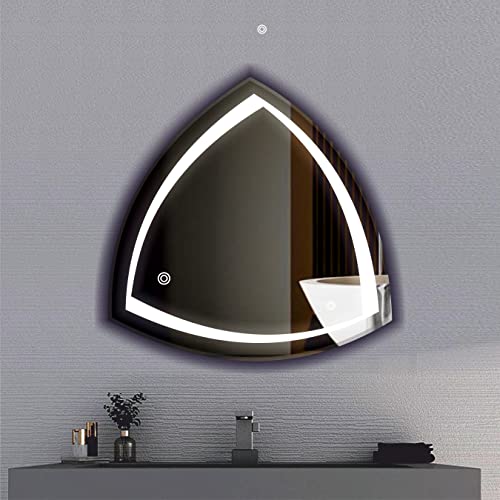 Image of LED Mirror Glass Bathroom Wall - Decorative Led Mirror with Touch Sensor Lights Cabinet Vanity Wall Design Darpan Full Length for Home (21x21 Inch Round DH1)