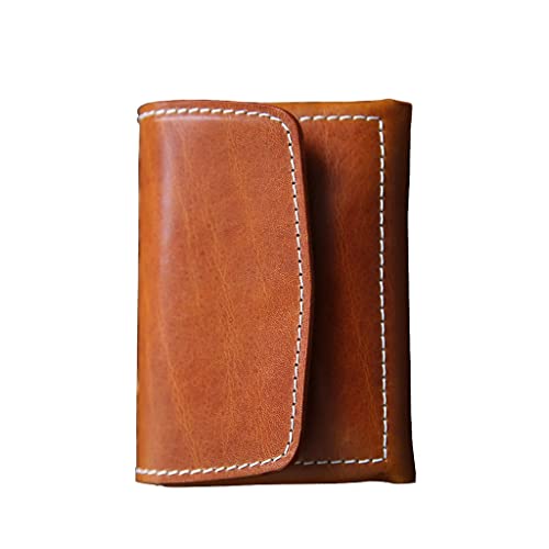 Handmade Vintage Short Wallet Men and Women Leather Card Bag Business Card Bag Multifunctional Coin Purse