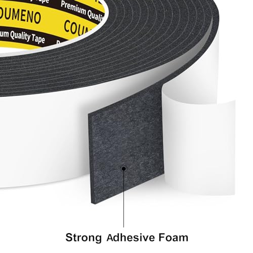 Image of Double Sided Foam Tape Heavy Duty,Black 1 in x 16.4 FT, High Tack Strong Adhesive Foam Mounting Tape, Weatherproof Sealing Foam Tape, Easy Peel & Stick for Home Office School