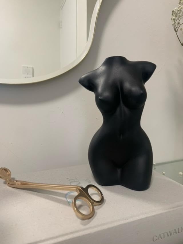 Miniatura 3 de Couture Gems Jarrón negro pequeño de cuerpo femenino, forma femenina, lindo brote florero, jarrón de cuerpo, jarrón moderno, elegante, decoración