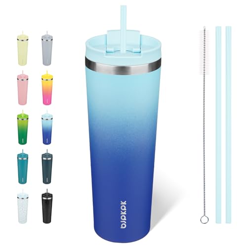 Image of BJPKPK 30 oz Coffee Tumbler with Straw, Insulated Stainless Steel Cup