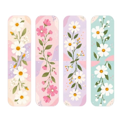 Image of Zesta Magnetic Bookmark | Aesthetic Book Mark for Reading | Cute Anime Bookmarks for Kids, Students | Book Accessories for Novels, Gifts for Readers (Pastel Flowers, Medium (9X2.5 Cms))