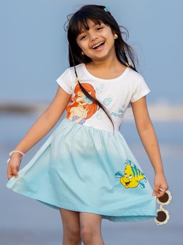 Image of Nap Chief Kids Official Cartoon Characters Printed Cotton Dress for Girls, Fit & Flare Summer Dress for Casual Wear