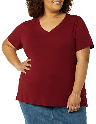 Image of Amazon Essentials Women's Plus Size Short-Sleeve V-Neck T-Shirt