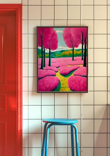 Toile murale éclectique paysage rose TONGYINLI cadre 50x70
