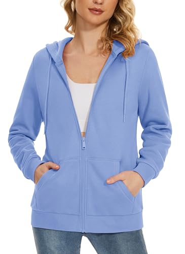 MAGCOMSEN Women's Fleece Lined Zip Up Hoodies Casual Hooded Jacket Workout Full Zip Sweatshirts Pocket Coats