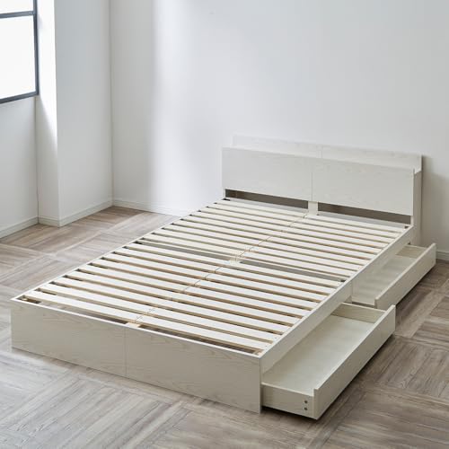 収納付きベッド セミダブルロング ホワイトM-フレーム単品