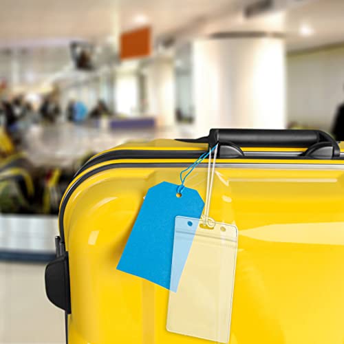 100 Pack Clear Luggage Tags Bag Tags Holder Identification Id Card Badge Holder With Luggage Tag Loop Straps For Business Travel And Office Supplies #TOP6