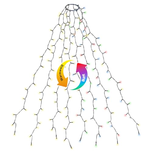 SALCAR 1,5m Weihnachtsbaum Lichterkette mit Ring und 8 Girlanden...