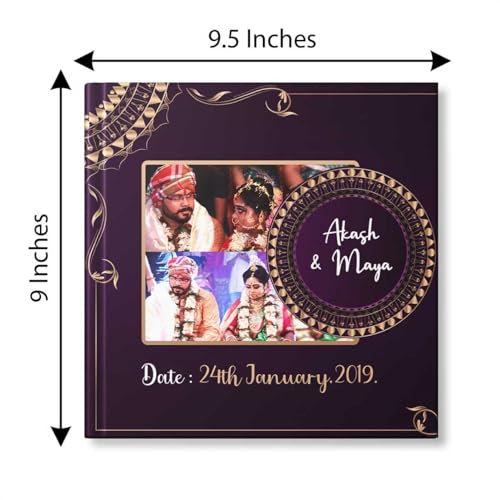Image of PRESTO Personalized Photo Album | Custom Wedding & Memory Book | Romantic Gift for Couples | Hardcover with Print | 9.5 x 9 inch, 40 Pages