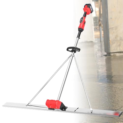 LFfwynog Strumento Vibrante per massetto Elettrico per calcestruzzo, livellamento di superfici in calcestruzzo, Righello livellatore in Acciaio Inossidabile e Due batterie 1.5M