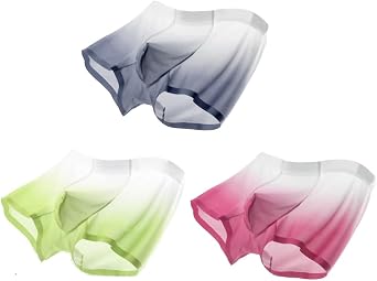GAOGAO Breathable Mens Ice Silk Underwear with Gradient Color Fast Drying Sports Box Briefs...
