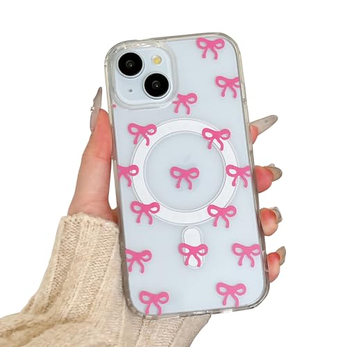 Coque iPhone 15 MagSafe transparente cadeau idéal femme motif nœud