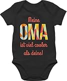 Baby Body Junge Mädchen - Baby Strampler Mädchen & Junge - Meine Oma ist viel cooler als deine - 1/3 Monate - Schwarz - enkelkind babybody babystrampler babysachen bodys babykleidung bodie - BZ10