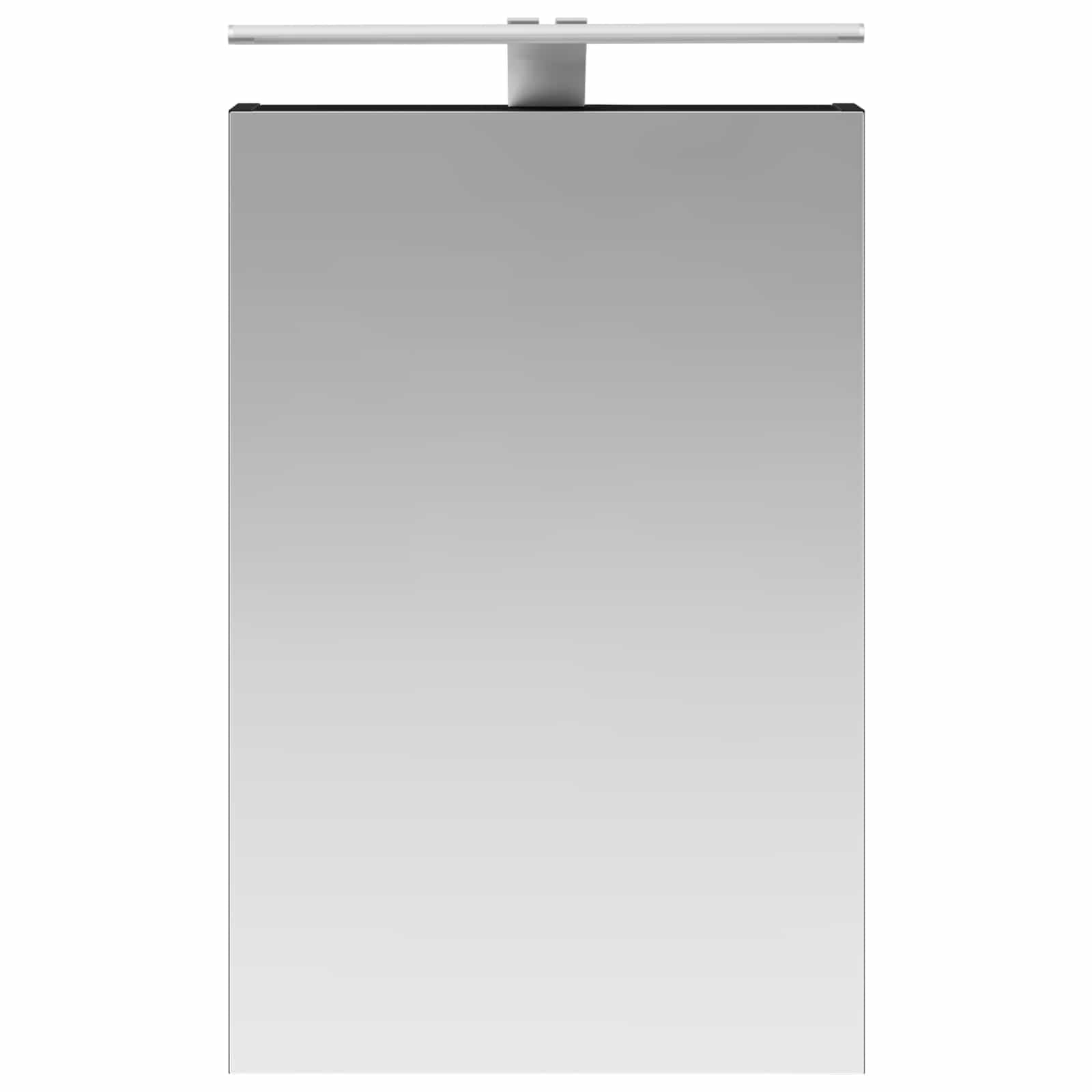 Mangloder Armadietto da bagno a specchio con mensola e anta, effetto rovere nero, 40 x 10,5 x 60,5 cm, con striscia LED, porta USB, montaggio a parete