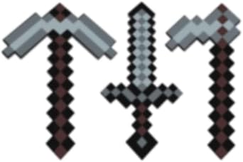 Foam Pickaxe and Sword Hoe for Game Toys 3PCS Sword Toy, Role-Play Accessory,Halloween, for Video Game Fans Grey