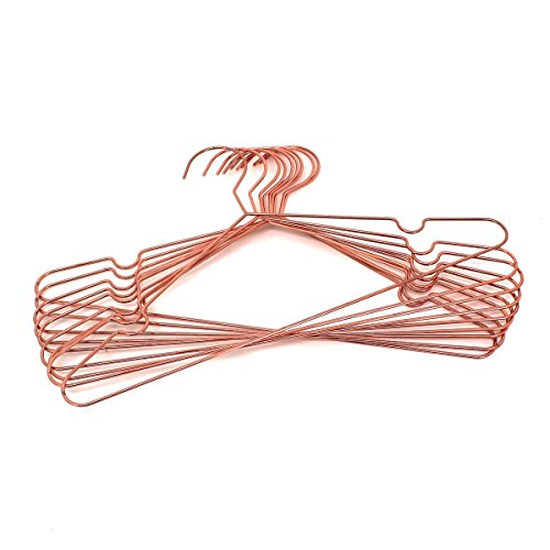 10Pack Koobay 17" Rose Shiny Copper Clothes Wire Hanging Hangers For Shirts Coat Storage & Displayetal #TOP1