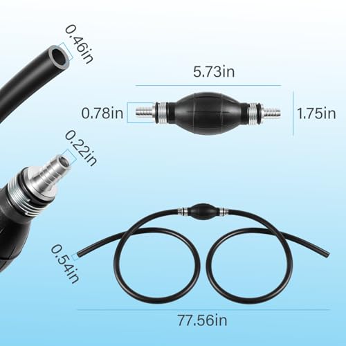 Image of Upgrade 3 /8in Universal Marine Fuel Hose Line Assembly with Primer Bulbs Fit for Marine Outboard Boat Motor RVs Tractors and Caravans, Flexible Rubber, Good Suction, Prevent Leakage (6 ft)