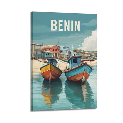 Affiche commémorative vintage du Bénin - Décoration murale sur toile - 50 x 75 cm