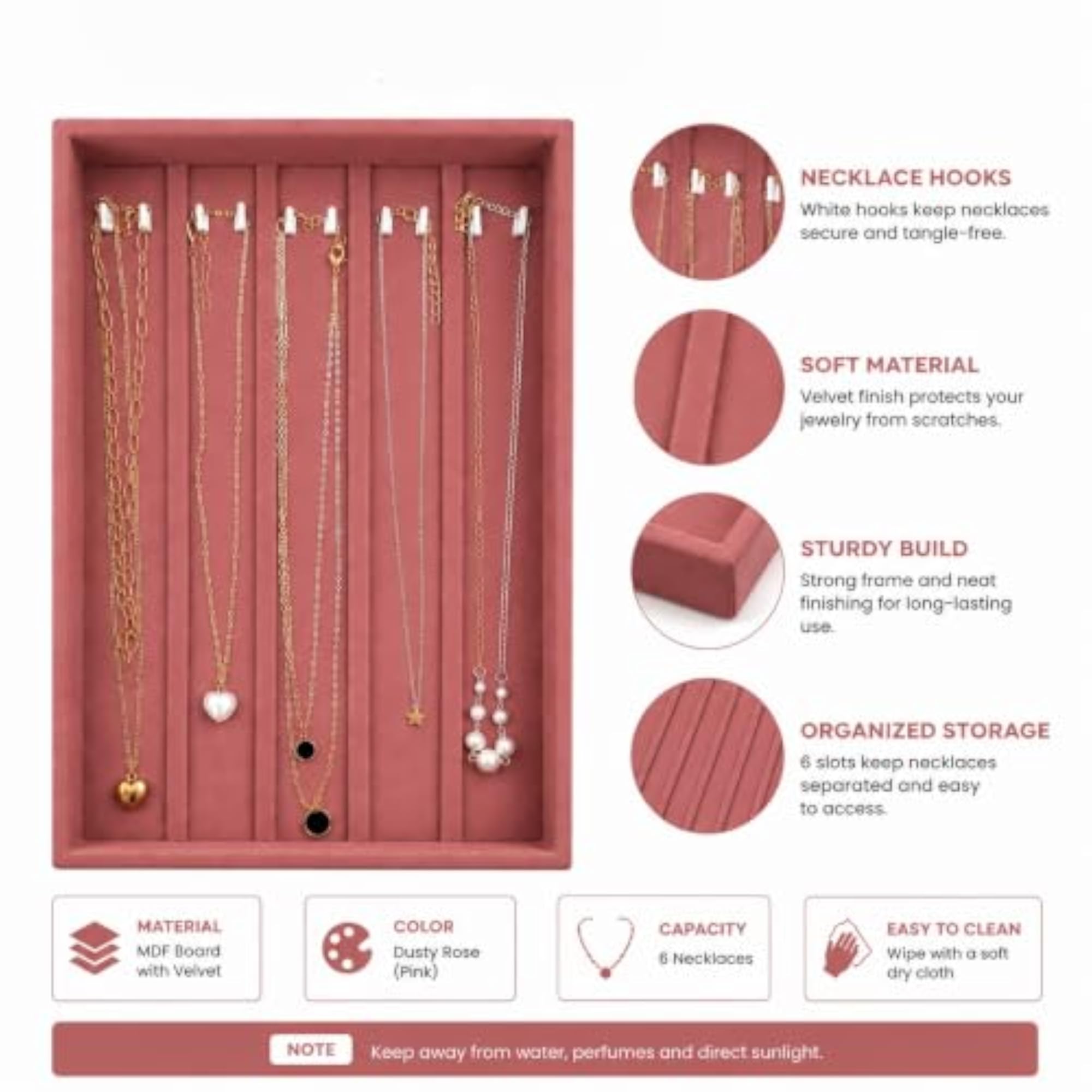 Velvet Bracelet, Chain & Bangle Organizer Tray