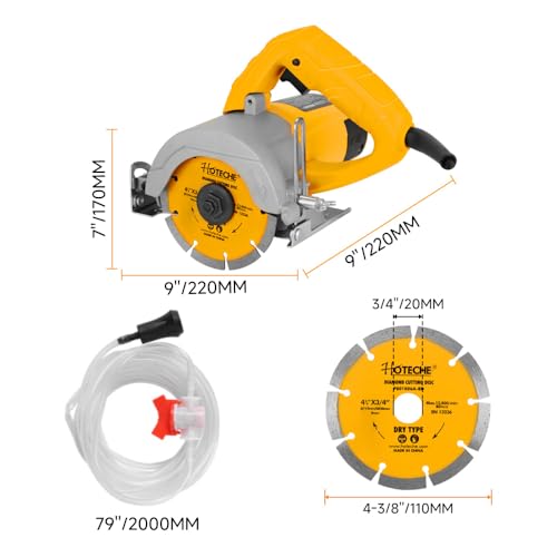 Hoteche P801006A 4-3/8-Inch Dry/Wet Masonry&Tile Saw 1250W Electric Cutter thumb #2