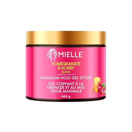 Mielle Pomegranate & Honey Maximum Hold Gel Style Long-Lasting Definition & Shine for Flawless and Frizz-Free hold 464 g (Pack of 1)
