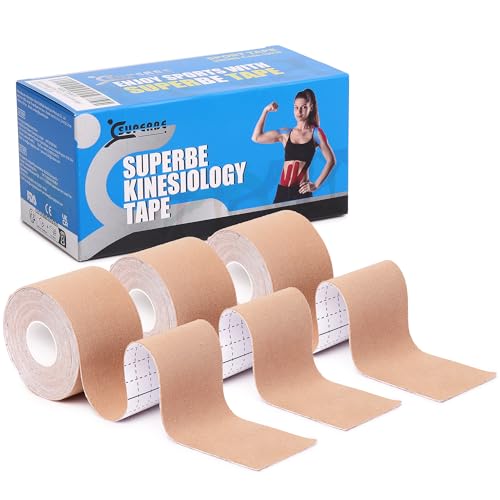 Superbe Bande Kinesiologie K Tape Kinesiologie Pack de 3 Tape Sport 5cm x 5m (Beige)